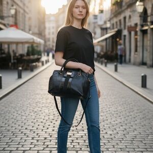 Salvatore Ferragamo Black Leather Shoulder Bag